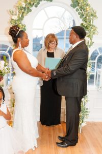 couple happily married in the chapel