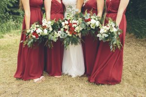 red bridesmaid dresses for the fall wedding