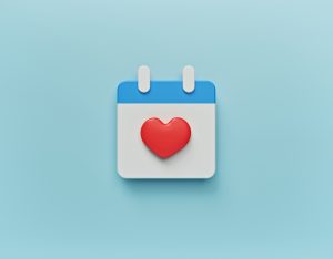 calendar symbol with heart on it