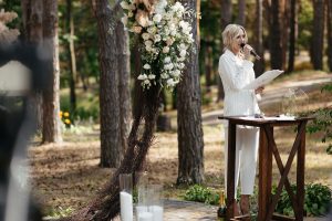 wedding officiant speaking at a ceremony