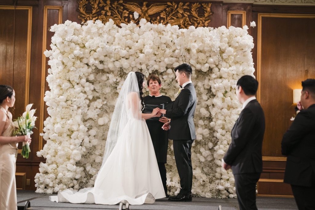 close up of couple sharing vows at boston park plaza hotel