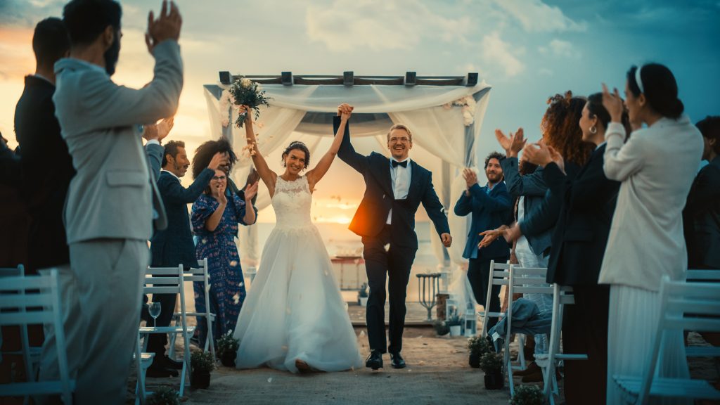 summer wedding with guests